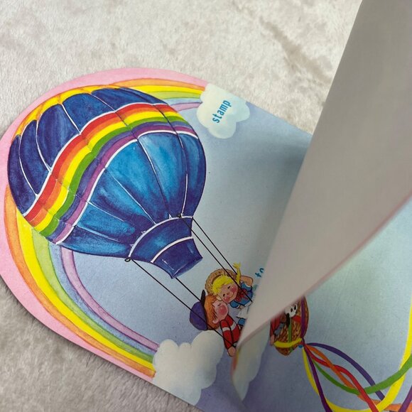 Vintage 1980s Rainbow Hot Air Balloon Seal and Send Stationery Postcard Letters - Picture 3 of 6